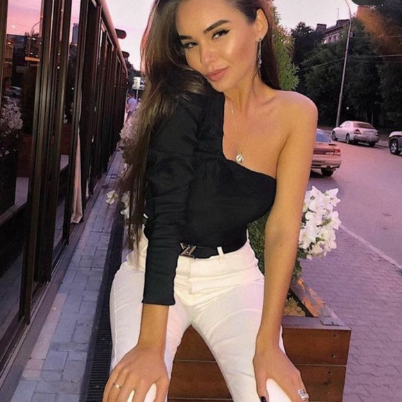 Zara Asymmetric Top Black One Shoulder S or M medium NWT BLOGGER'S Favorite - Picture 4 of 7